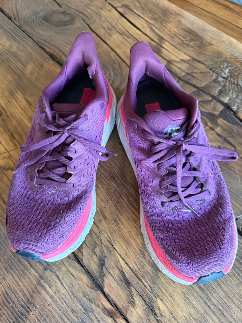 Hoka Women's Purple Athletic Running Shoes with Pink Accents